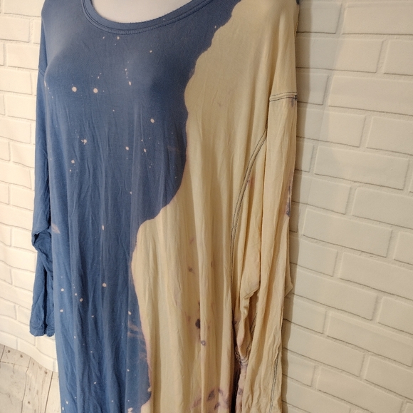 Free People Oversized Shapeless Midi Bleached Tie Dye Dress - Picture 3 of 6